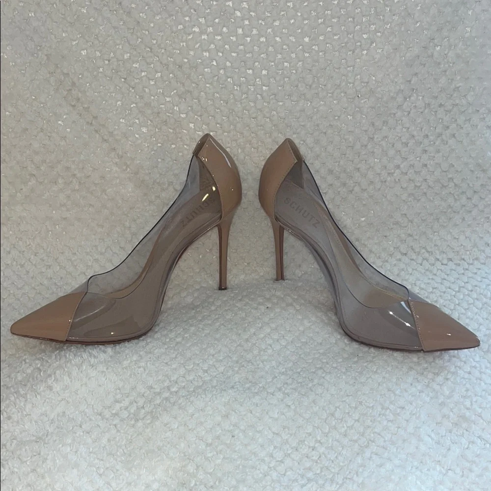 SCHUTZ Heels Tan and Clear High Heels Size 9.5 - Picture 2 of 7